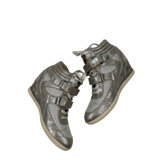 Madden Girl White Mesh Champagne Metallic Shimmer Hook & Loop Straps Size 7 - Picture 9 of 15